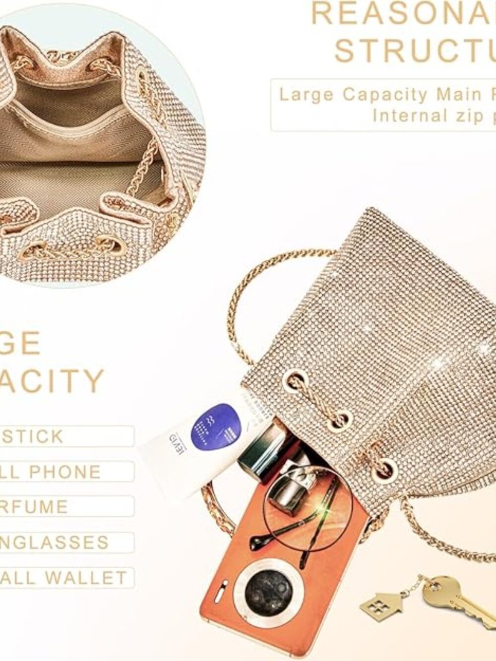 Gold Rhinestone Evening Clutch - Picture 11 of 11